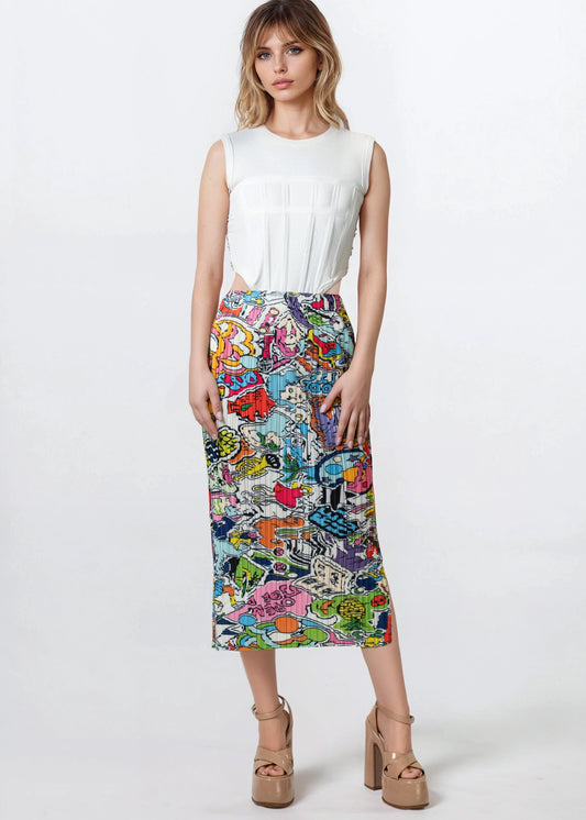Comic Midi Skirt