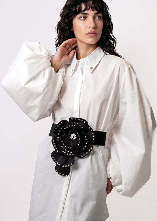 Rhinestone Flower Elastic Belt