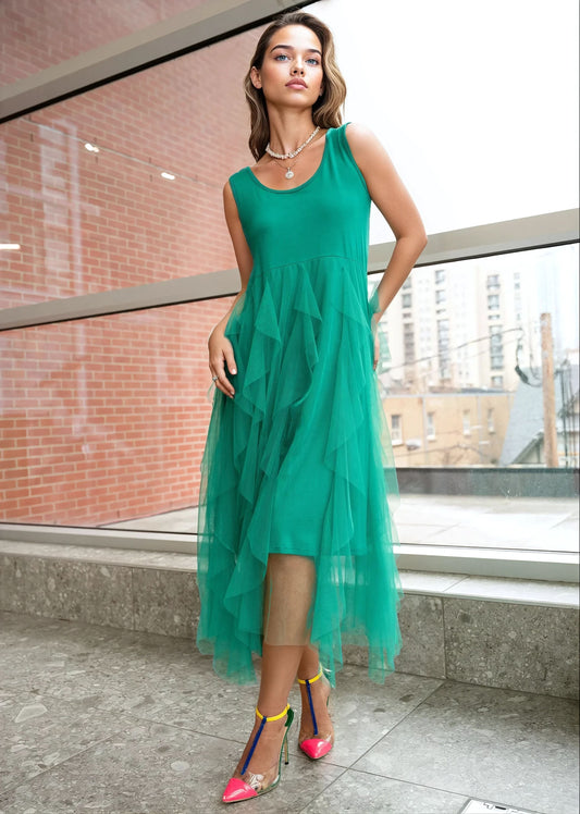 Ruffle Tulle Slip Dress