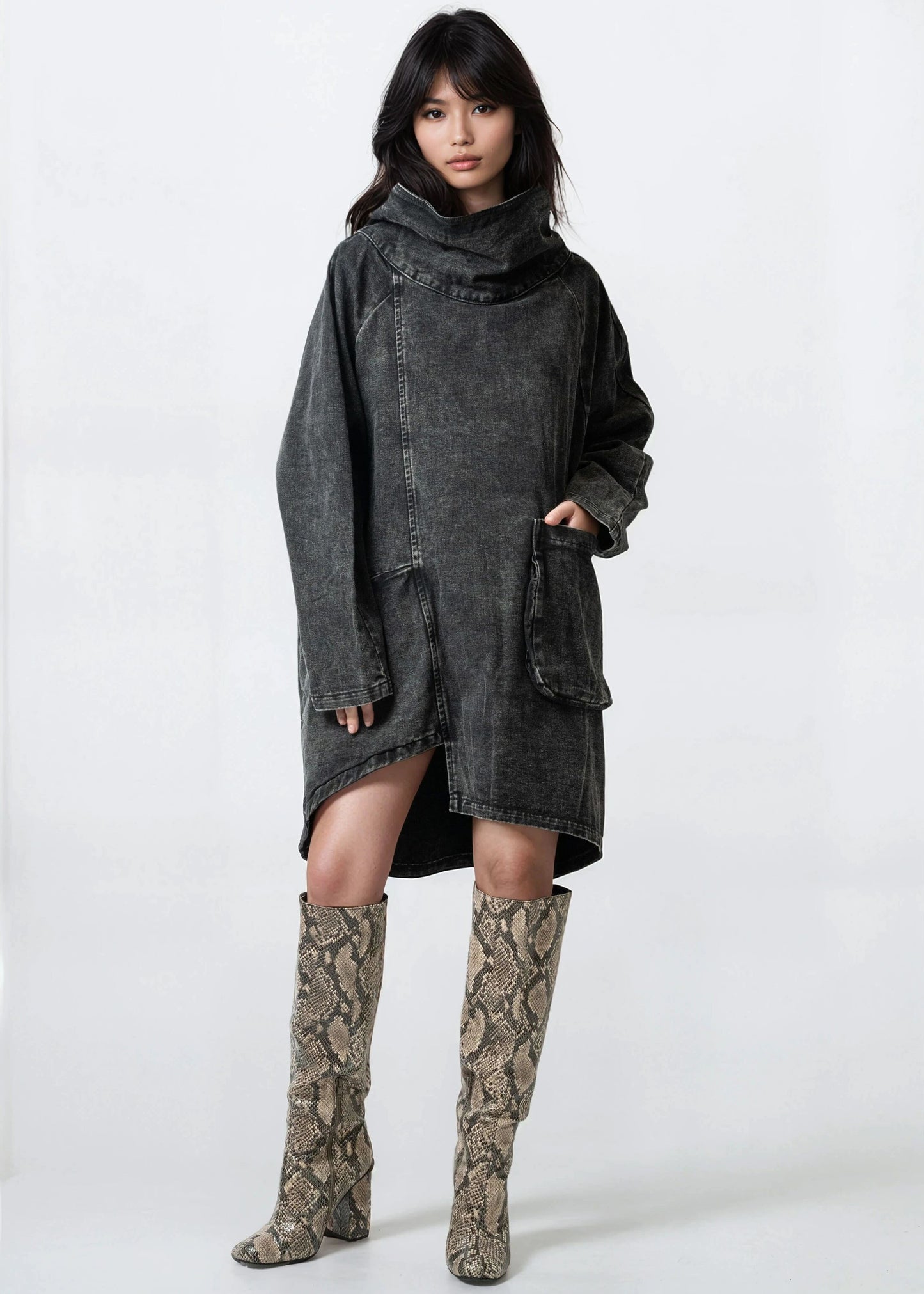 Denim Turtleneck Tunic