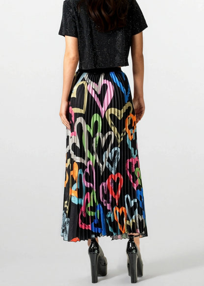 Graffiti Heart Pleated Skirt