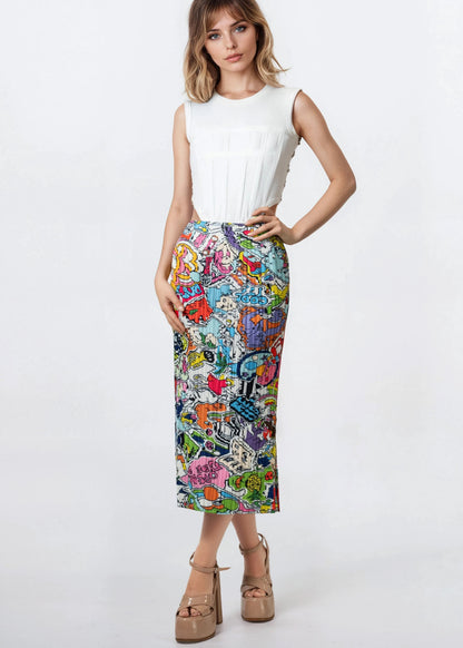 Comic Midi Skirt