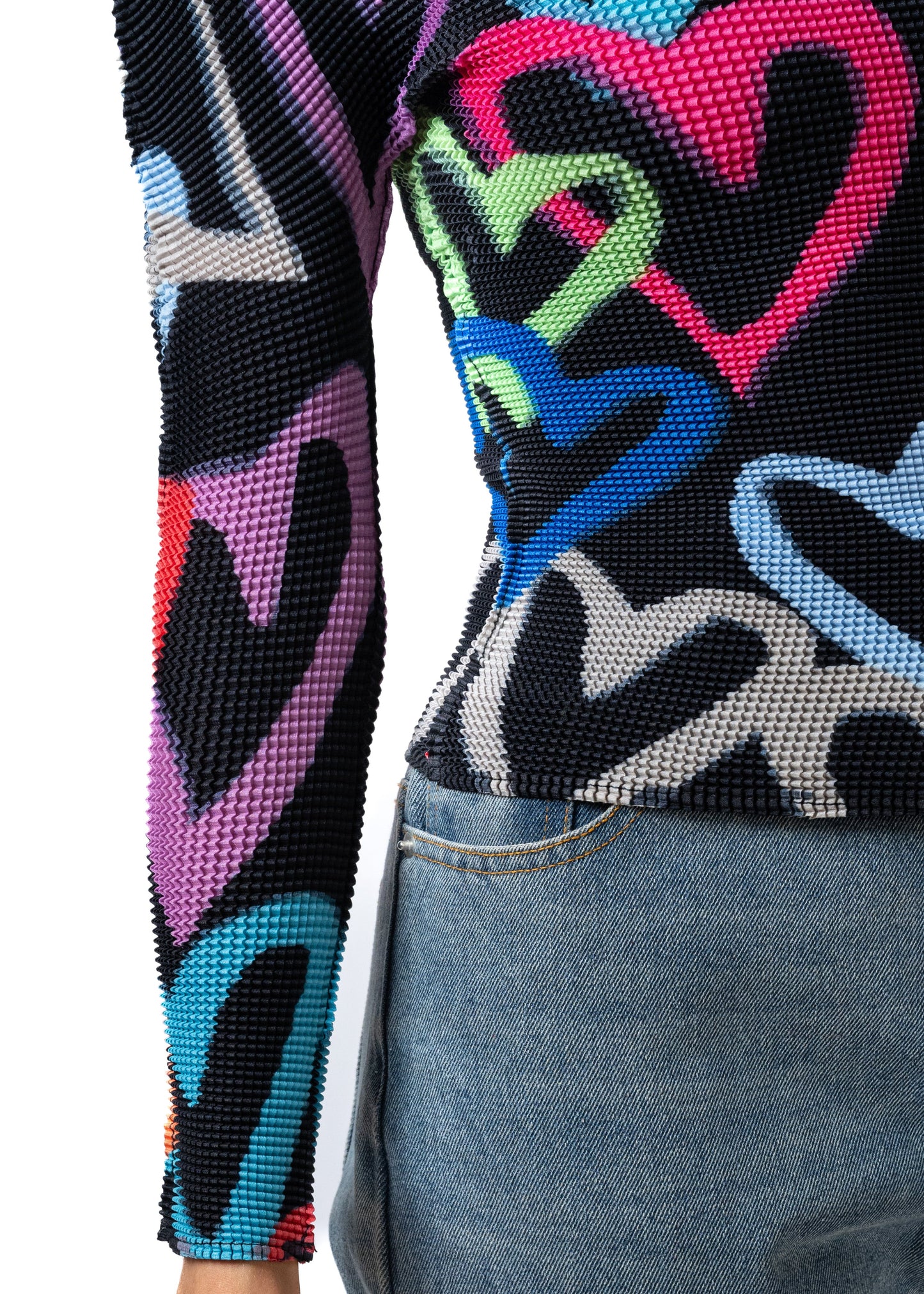 Mock Neck Graffiti Heart Top