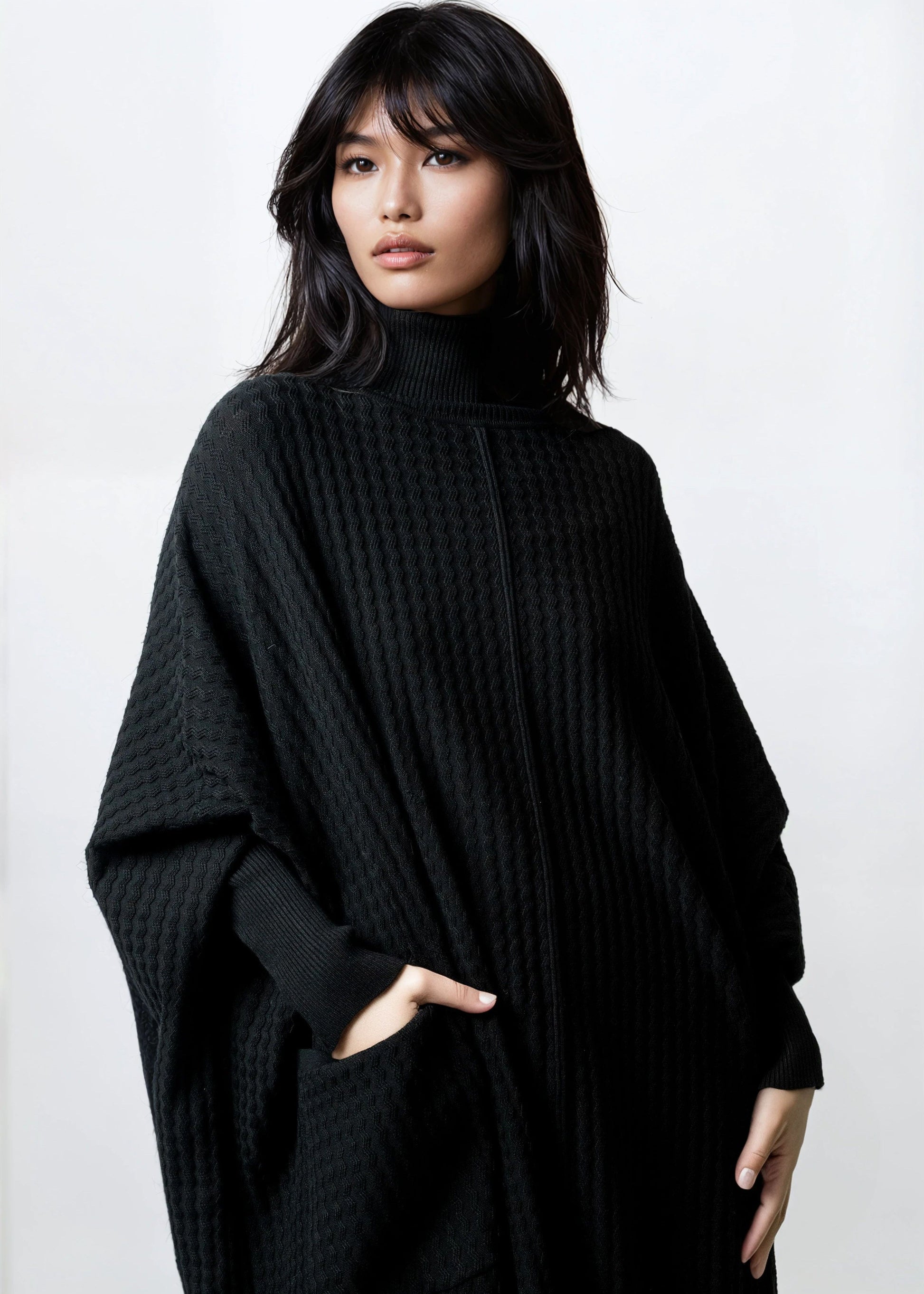 High Low Zigzag Tunic Sweater