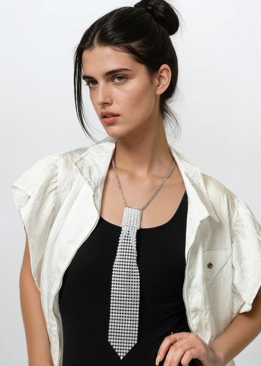 Rhinestone Tie Necklace