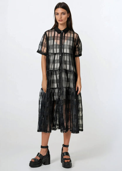 Sheer Textured Shirt Dress