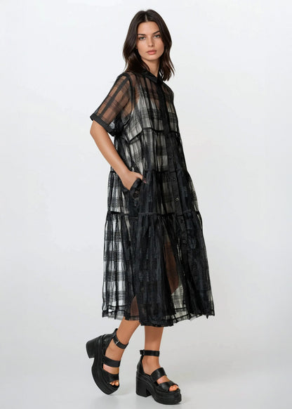 Sheer Textured Shirt Dress