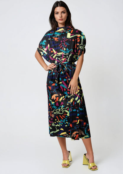 Geometric Belted Dress