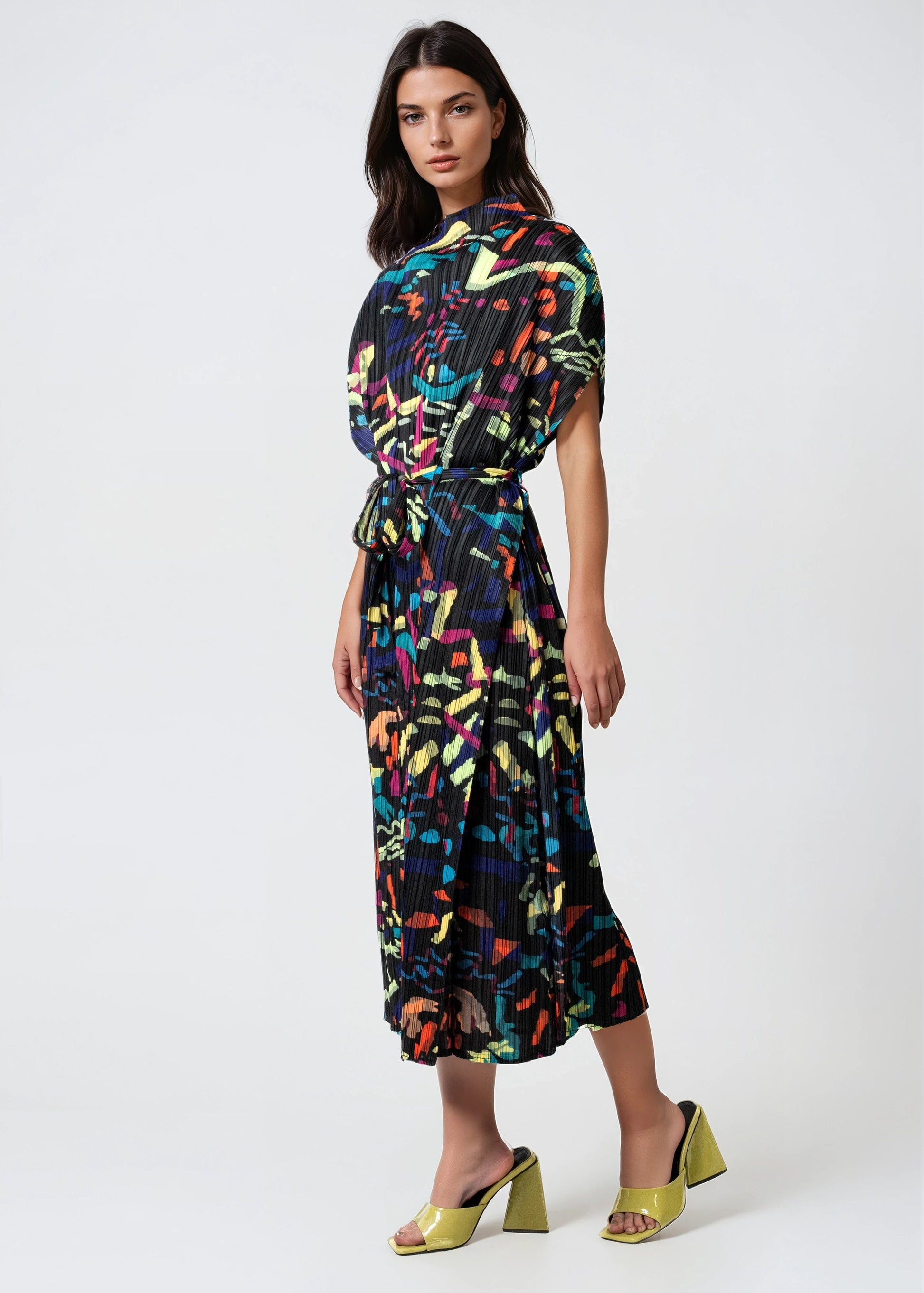 Geometric Belted Dress