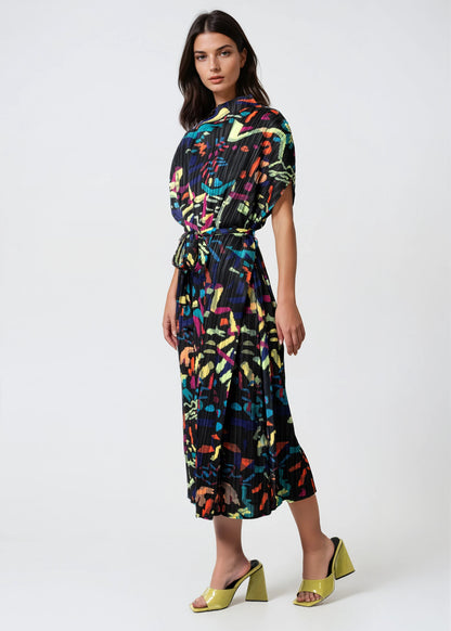 Geometric Belted Dress