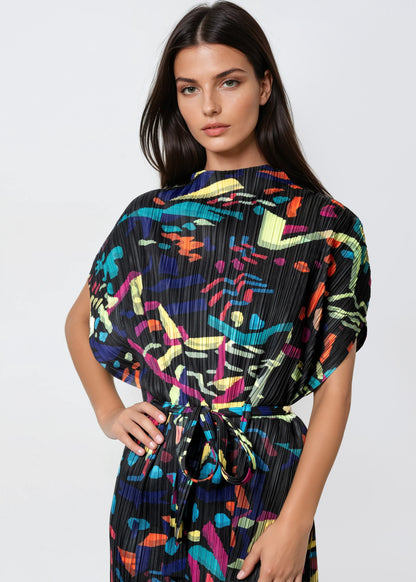 Geometric Belted Dress