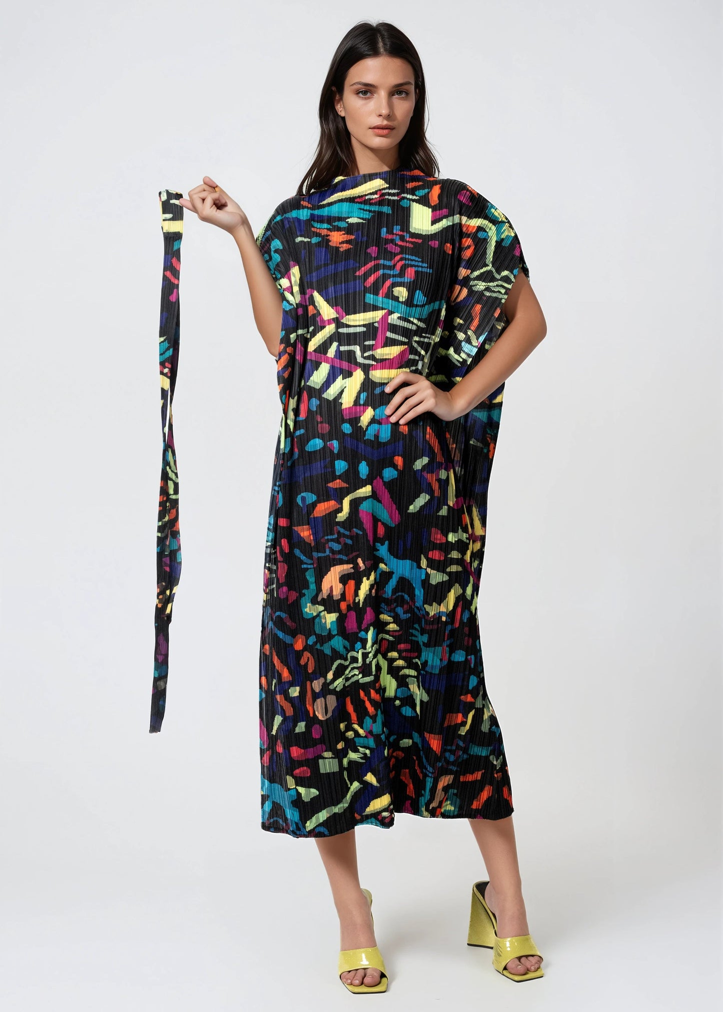 Geometric Belted Dress