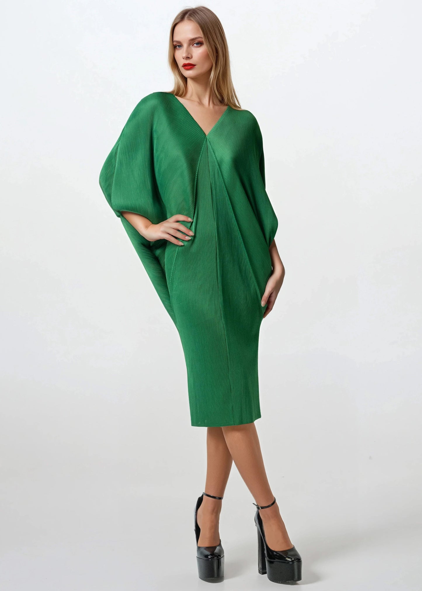 Batwing Sleeve Glam Dress