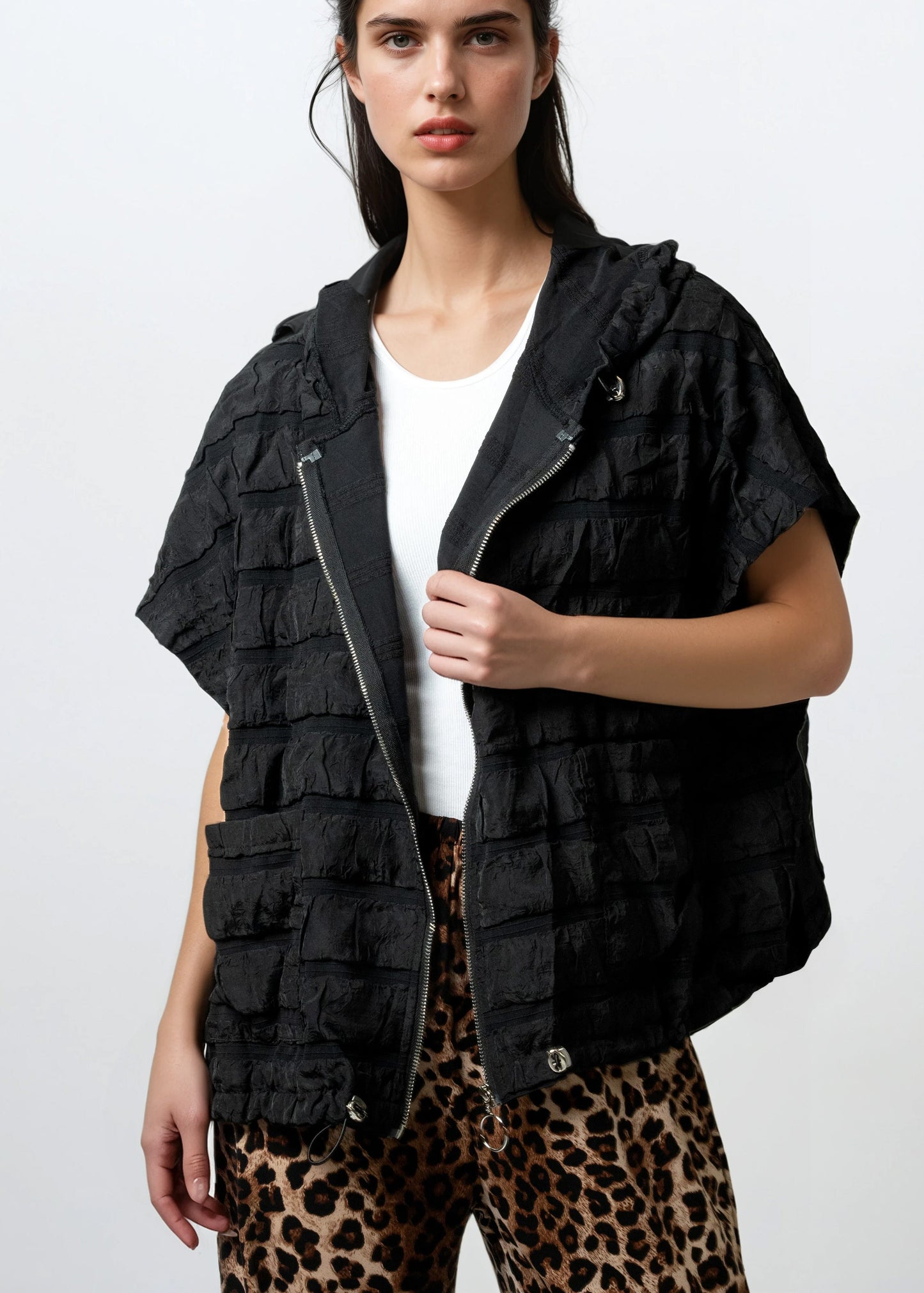 Hooded Drawstring Athleisure Vest