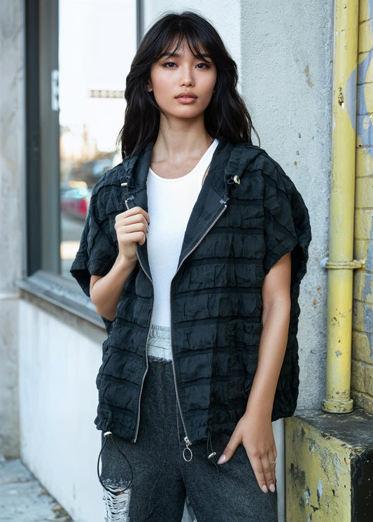 Hooded Drawstring Athleisure Vest