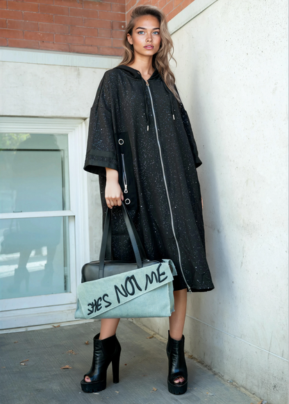Sparkle Zip Up Hoodie Dress