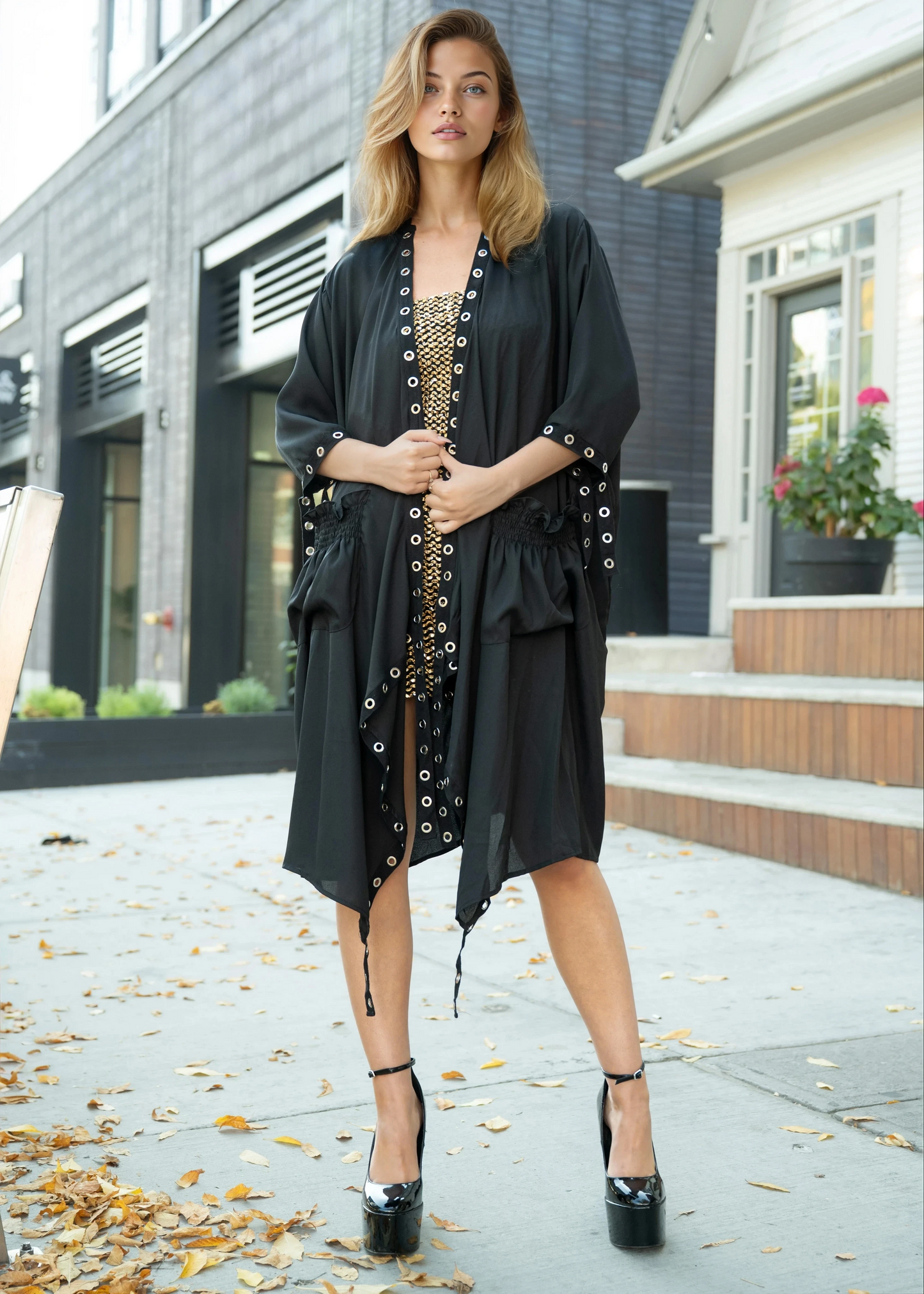 Black Rivet Kimono