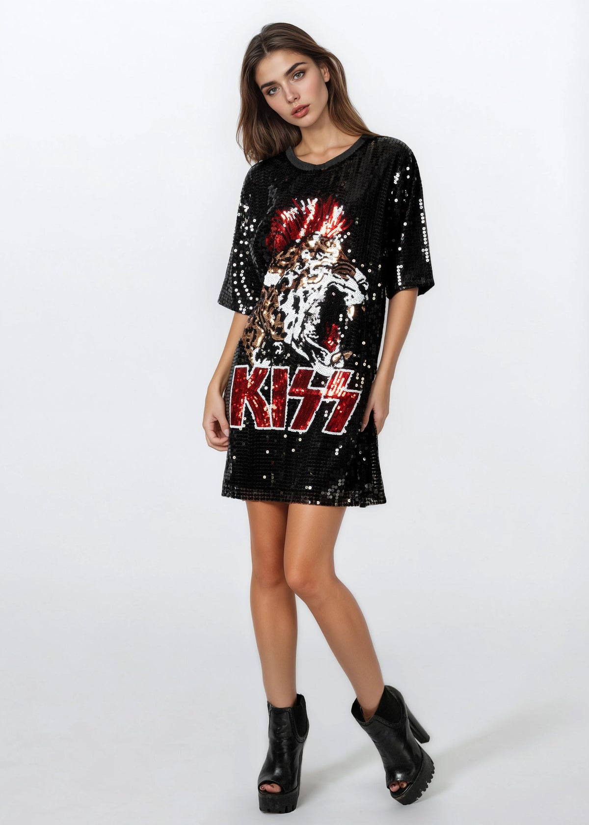 Kiss Sequin Tee Dress
