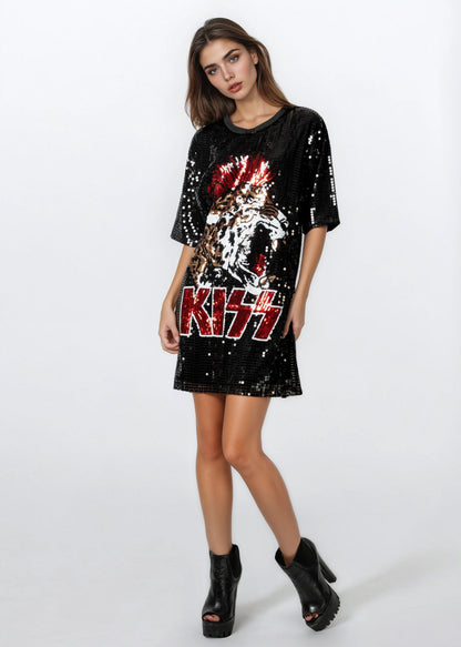 Kiss Sequin Tee Dress