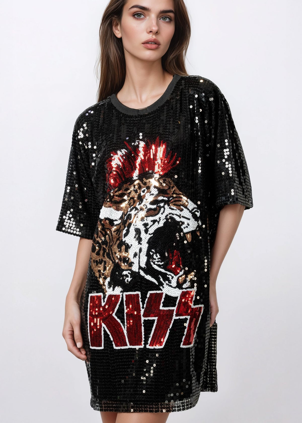 Kiss Sequin Tee Dress