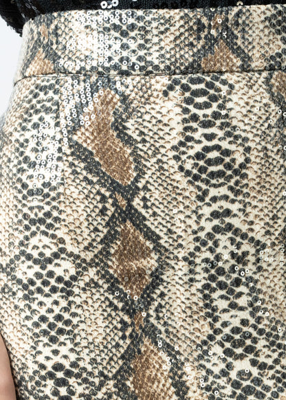 Animal Print Sequin Pencil Skirt