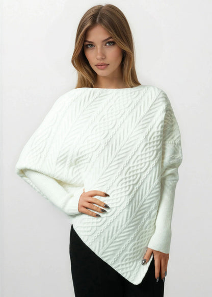 Asymmetrical Cable Knit Sweater