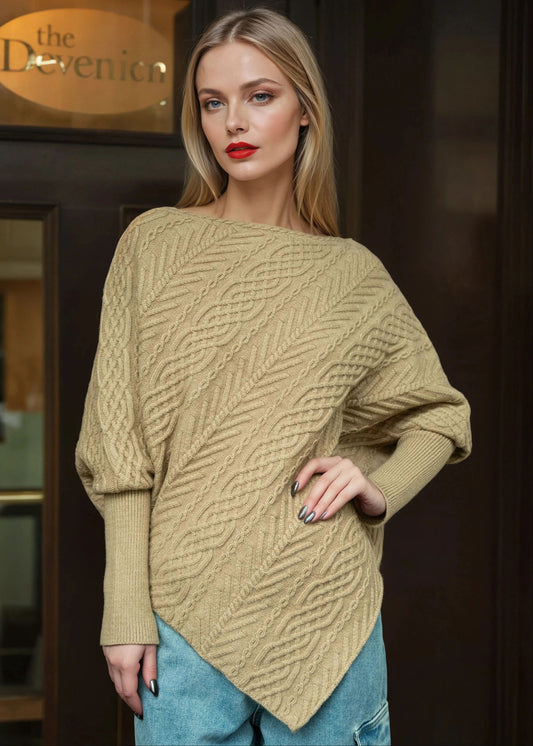 Asymmetrical Cable Knit Sweater