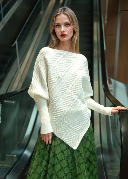 Asymmetrical Cable Knit Sweater