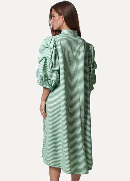 Balloon Sleeve Striped Shirt Dress