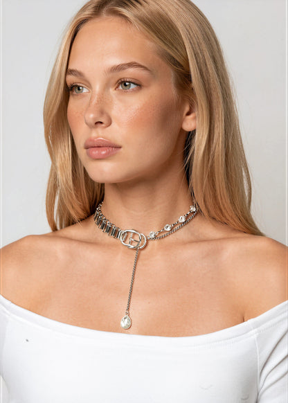 Buckle Chain Gemstone Choker