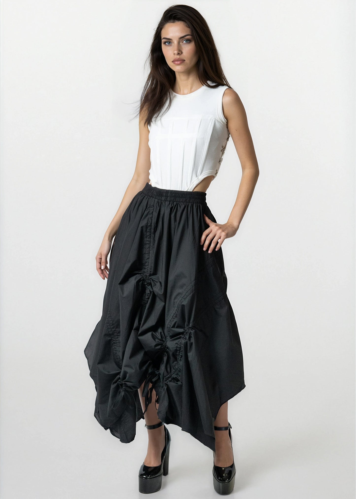 Cinched Hem Athleisure Skirt