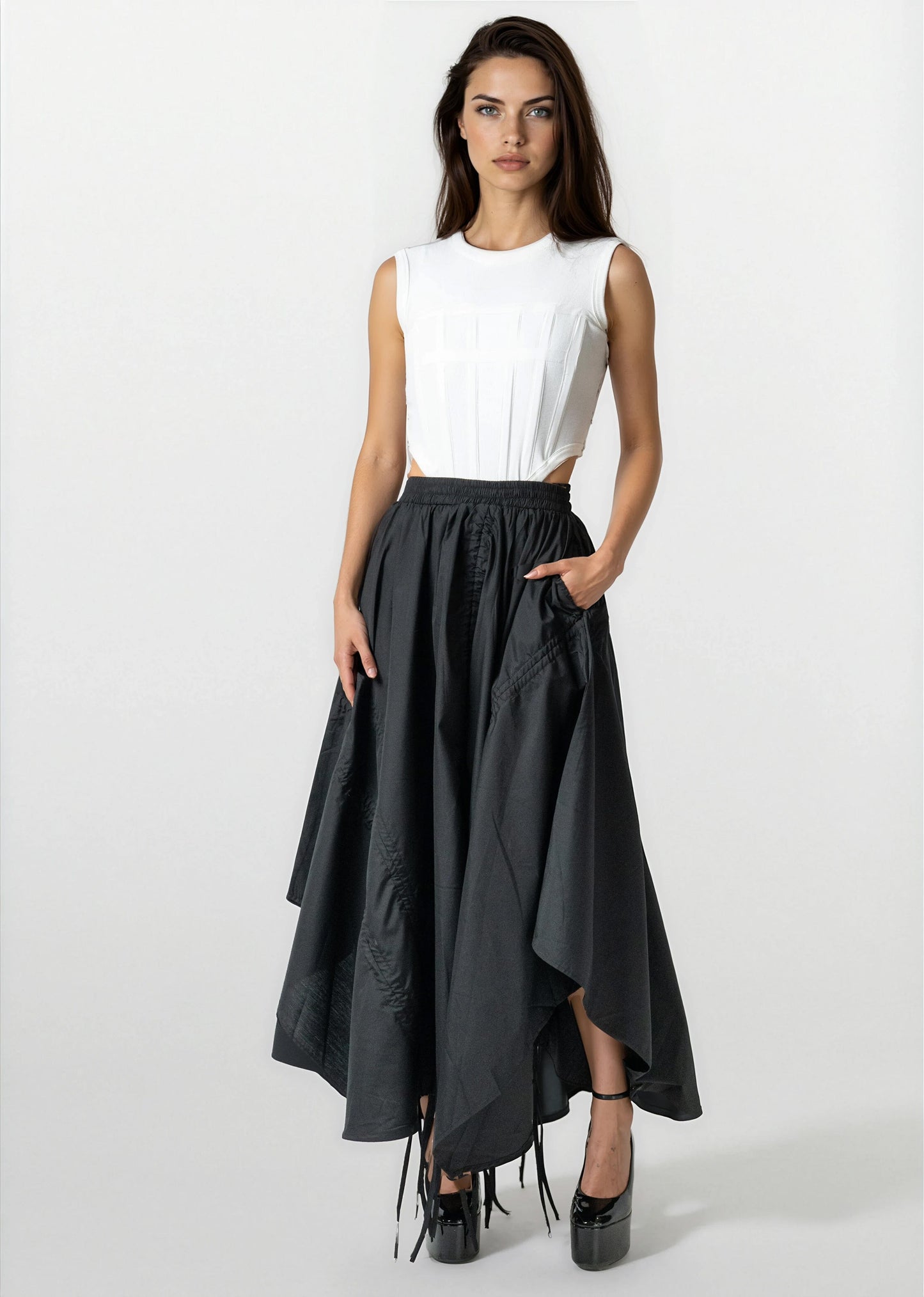 Cinched Hem Athleisure Skirt
