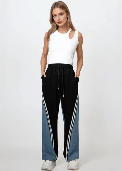 Denim Contrast Athleisure Sweat Pant