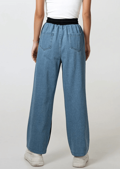 Denim Contrast Athleisure Sweat Pant