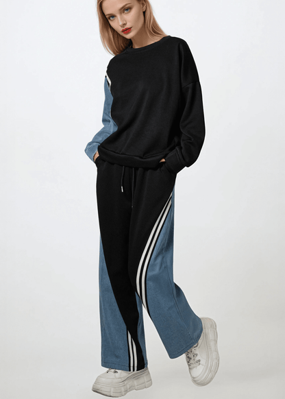 Denim Contrast Athleisure Sweat Pant