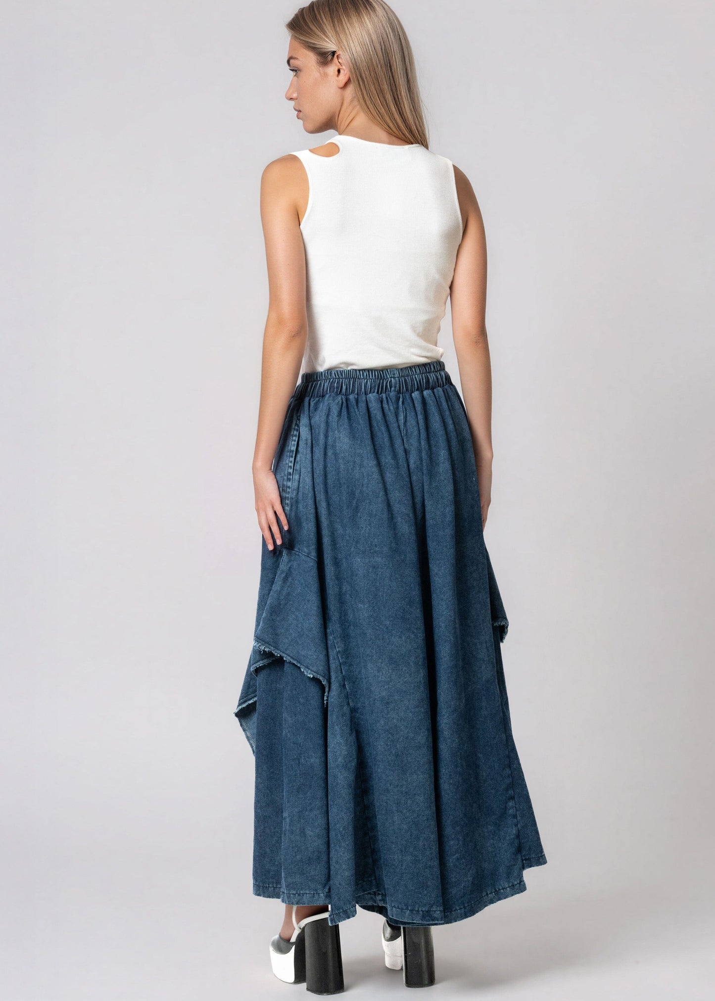 Distressed Denim Wide Leg Pants