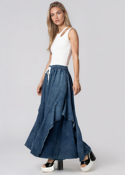 Distressed Denim Wide Leg Pants