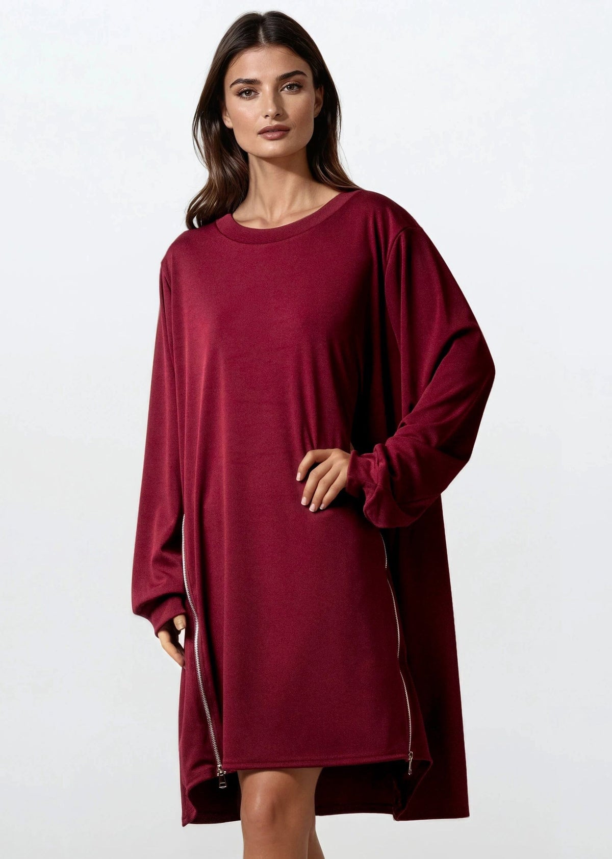 Double Zip Long Sleeve Dress