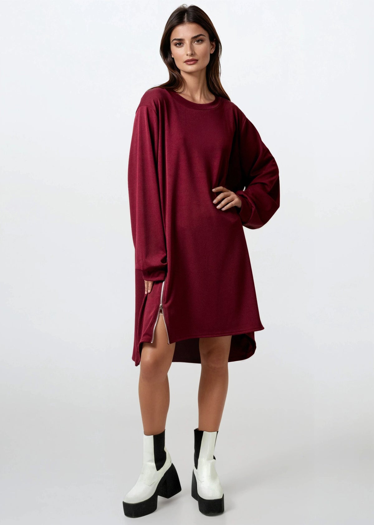 Double Zip Long Sleeve Dress