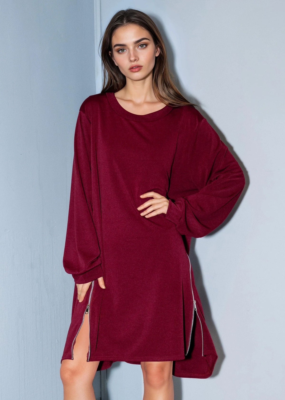 Double Zip Long Sleeve Dress