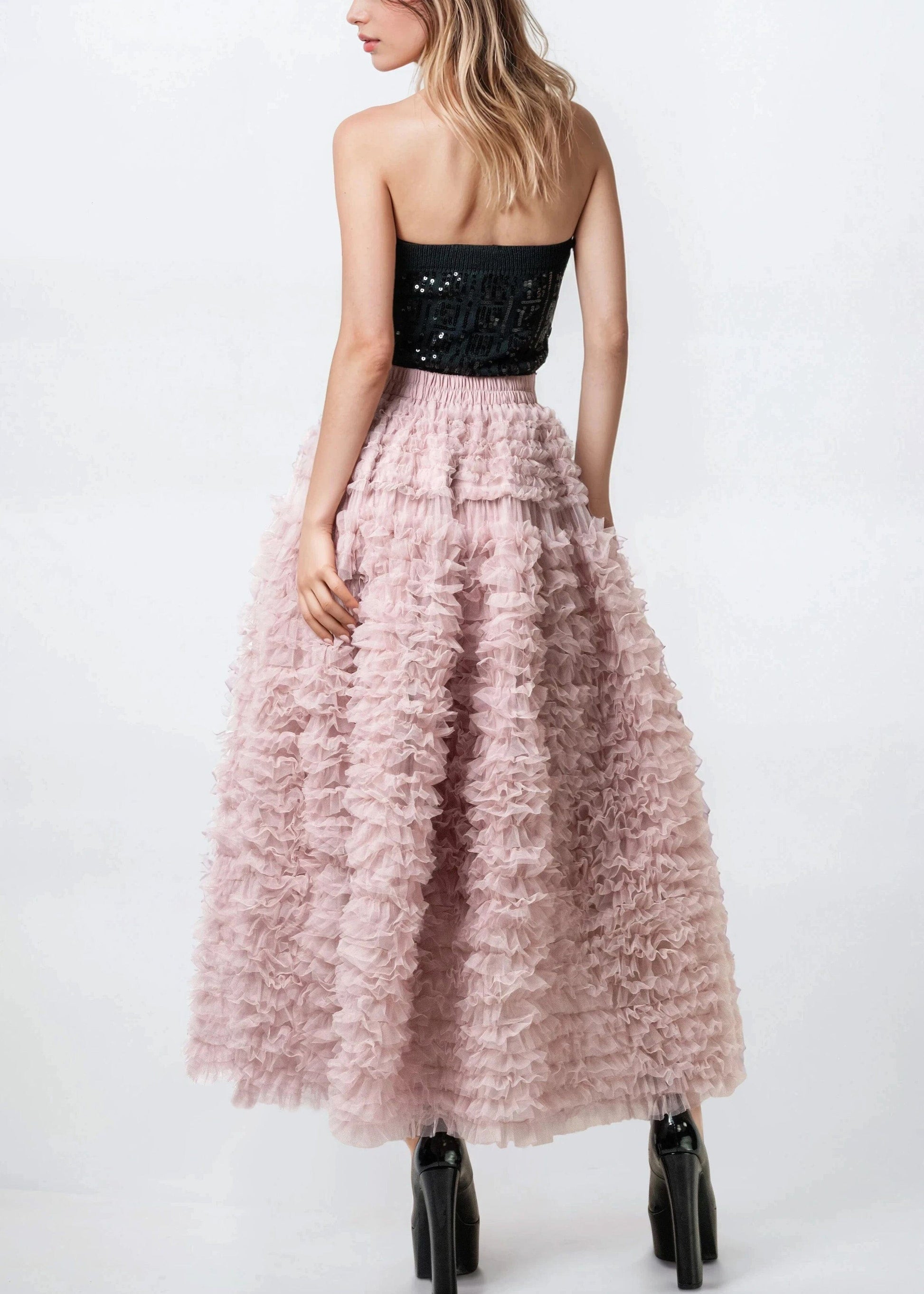 Drama Tulle Ruffle Skirt