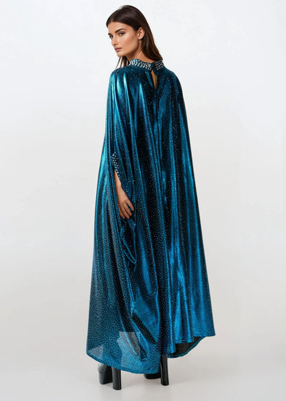 Draped Rhinestone Kaftan Dress