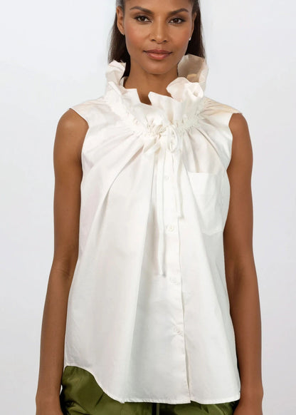 Exaggerated Neck Sleeveless Blouse