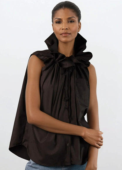 Exaggerated Neck Sleeveless Blouse
