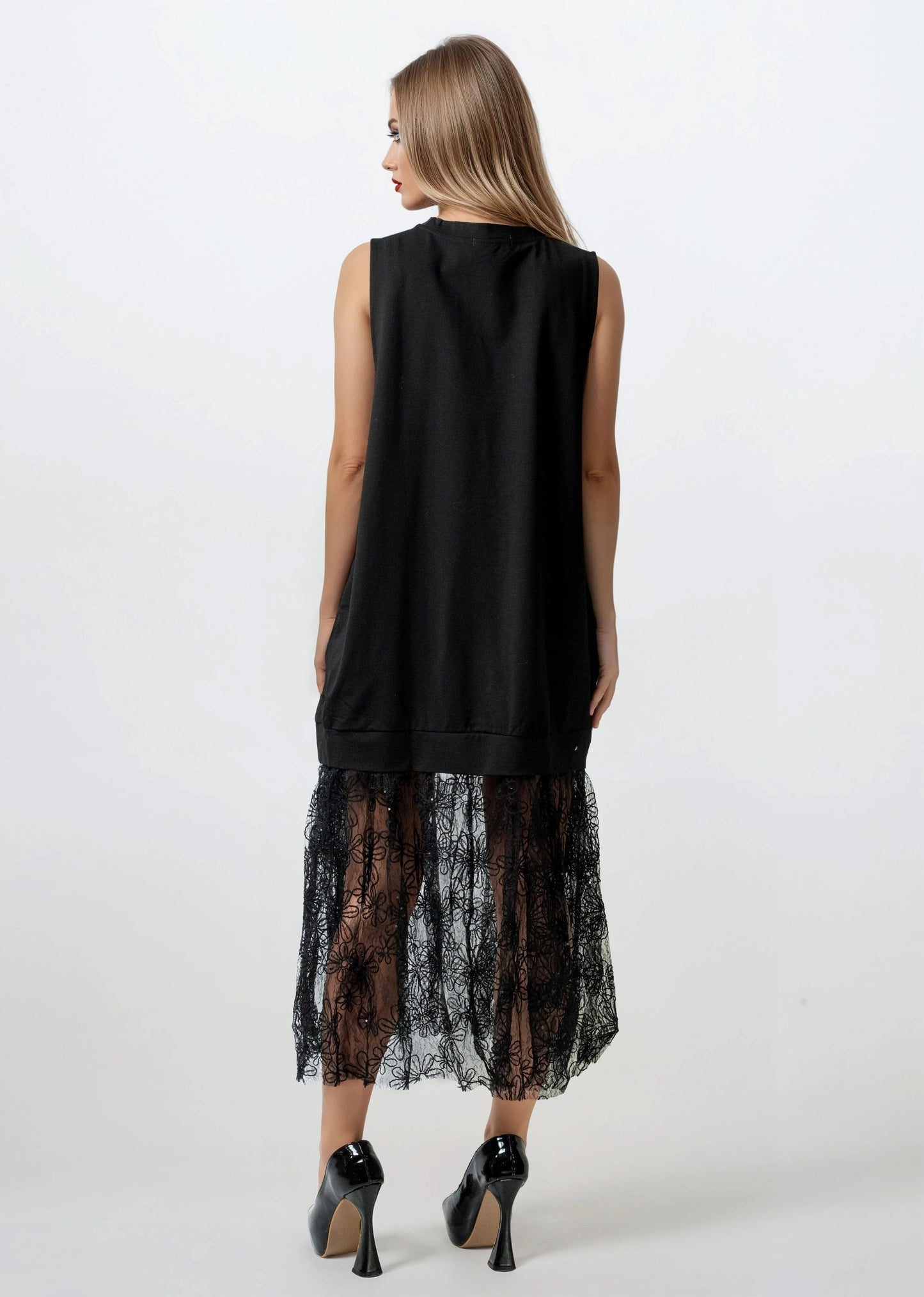 Floral Lace Hem Tank Dress