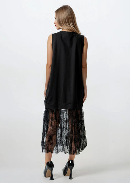 Floral Lace Hem Tank Dress