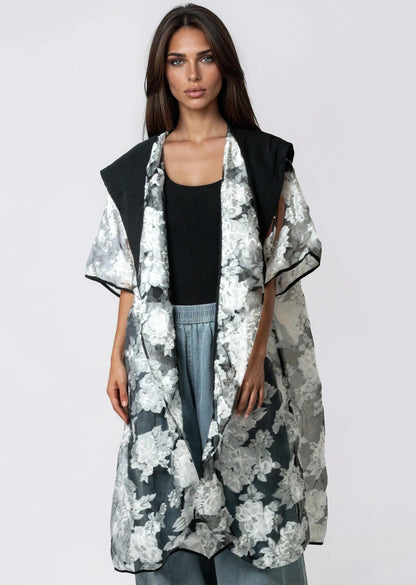 Hooded Sheer Floral Layering Piece