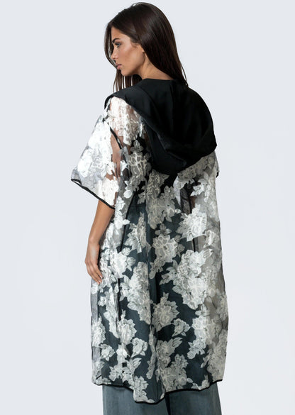 Hooded Sheer Floral Layering Piece