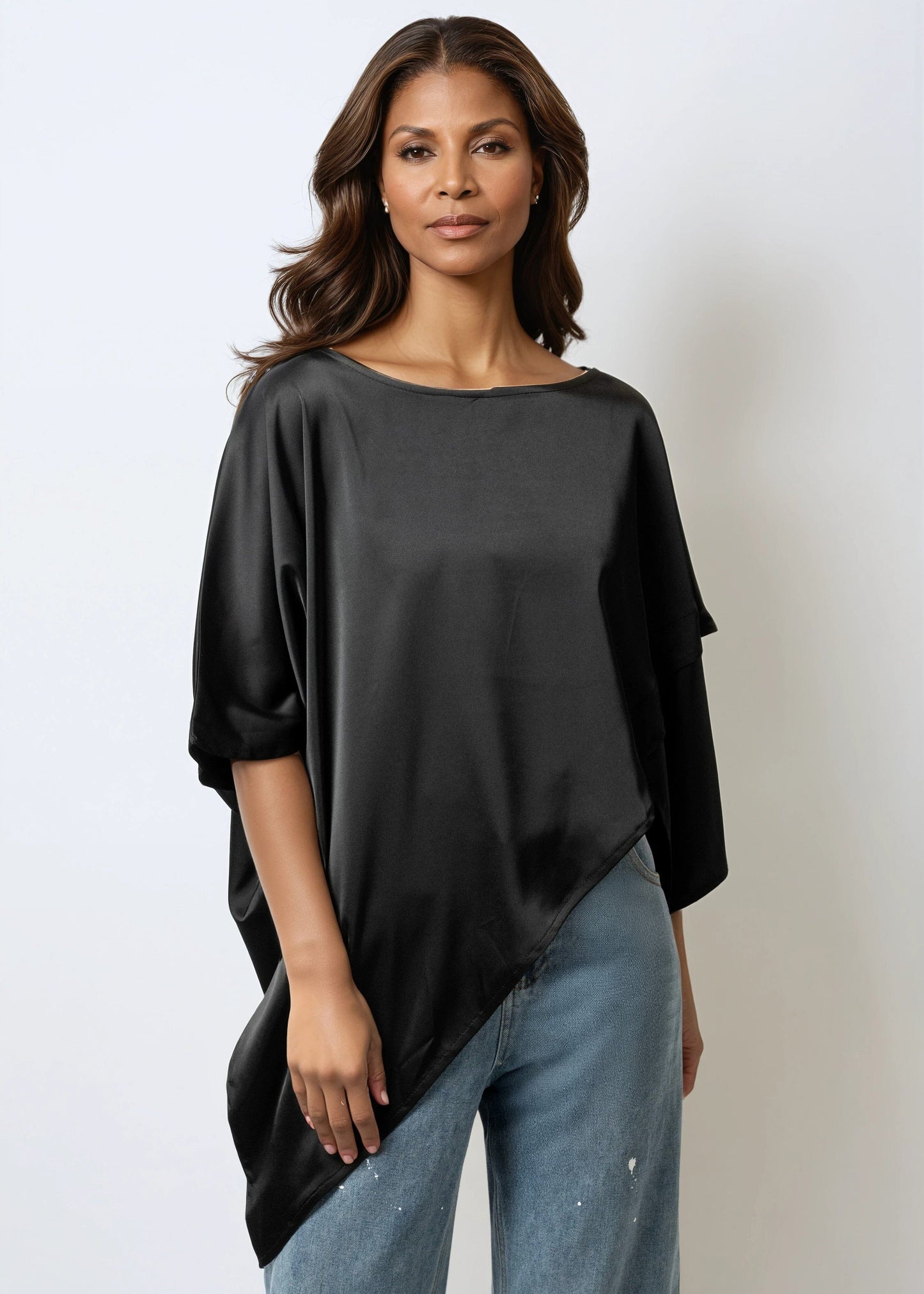 Layered Asymmetrical Batwing Blouse