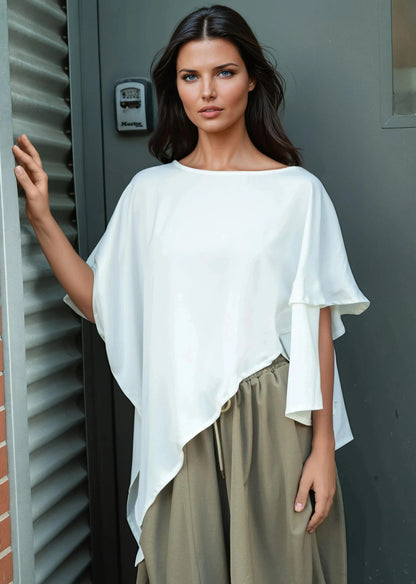 Layered Asymmetrical Batwing Blouse